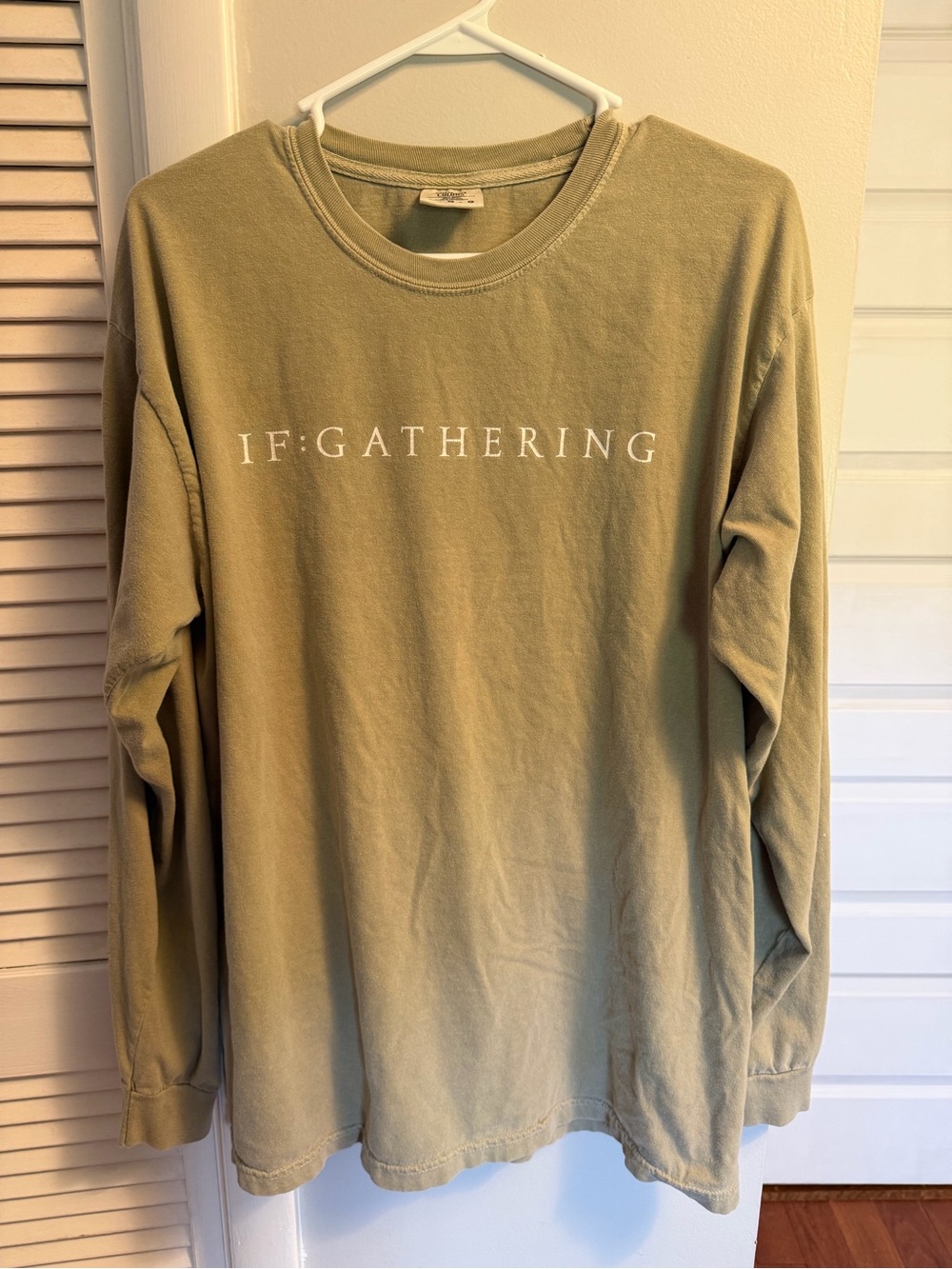 IF Gathering Long Sleeve Comfort Colors Olive Green Pullover Tee Size L